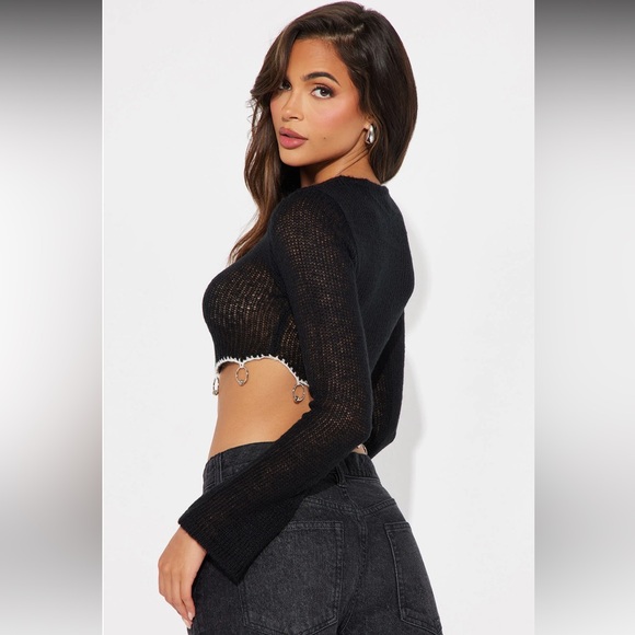 NWT‼️ Metal Hardware Cropped Knit Sweater - Sz XL 🤘🖤🎸 - Picture 4 of 4